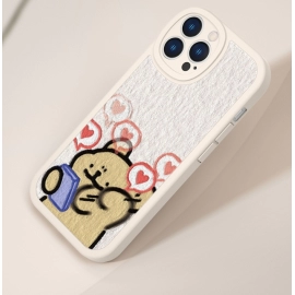 Suitable for Apple 15 Plus phone case with lines, small dog, iPhone 14 Promax, couple, iPhone 13 mini, love
