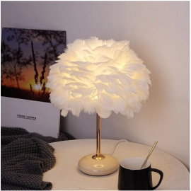 Ceramic feather table lamp, female bedroom table l..